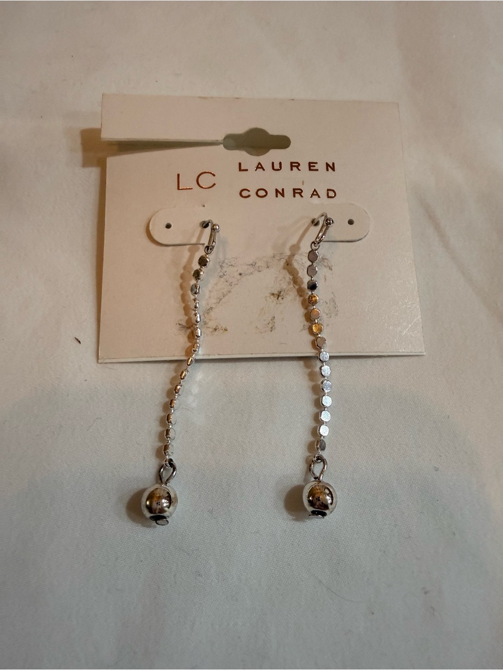 LC Lauren Conrad Silver Sequin Chain Drop Earrings
